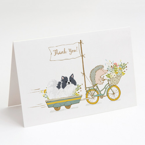 Caroline's Treasures LGA1083GCA7P Pomeranian Black and White Greeting Cards and Envelopes Pack of 8, 7 x 5, multicolor