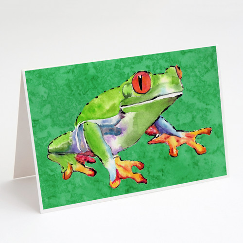 Green Tree Frog Greeting Cards and Envelopes Pack of 8 A7 Size 5x7 inch Blank Note Cards