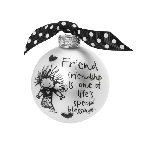 "Friendship is one of life's blessings" Glass Christmas Ball Ornament 2.75" (70mm)