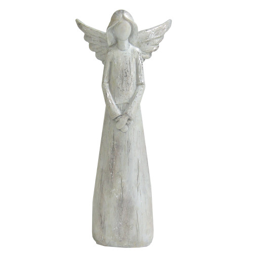 11" Gray and Silver Faux Wood Grain Angel Christmas Figure