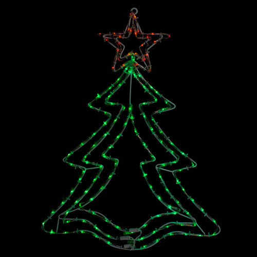 LED Rope Light Christmas Tree Window Decoration - 25” - Green and Orange