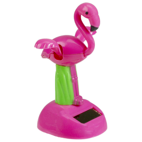 4.5" Pink Solar Powered Flapping Frolicking Flamingo Figure