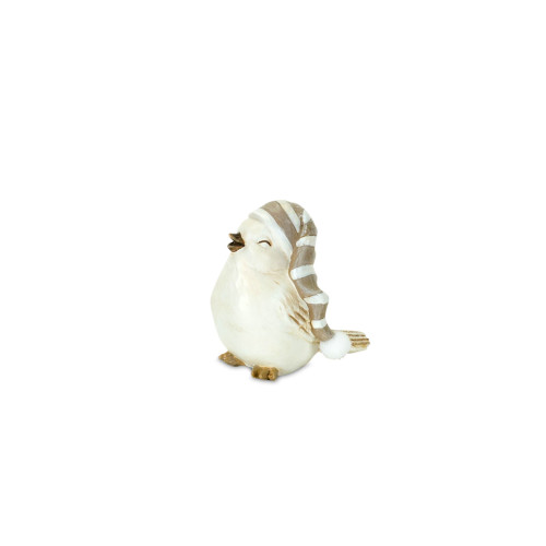 3" White and Brown Sleepy Bird with Hat Christmas Tabletop Figure - 33879574