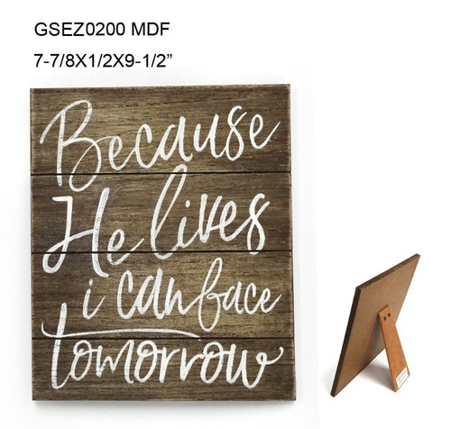 Set of 2 Brown and White Contemporary Rectangular He Lives Plaques 9.5" - 34255411
