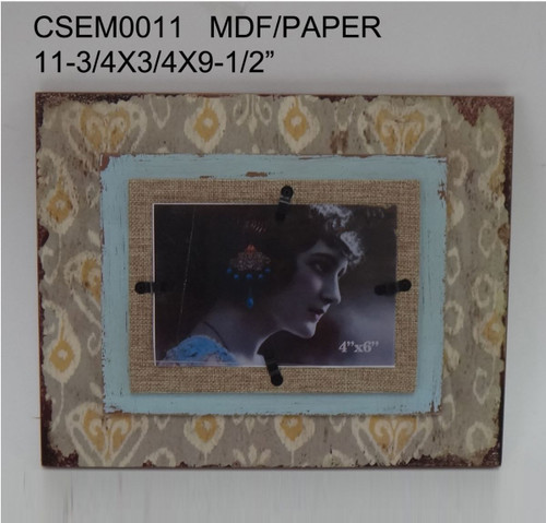 Set of 2 Blue and Beige Distressed Finish Rectangular Photo Frames 11.75" - 34255119