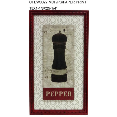 Set of 2 Red and Black "PEPPER" Framed Wall Plaques 25.25" - 34255096