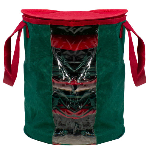 12” Red and Green Christmas Light Storage Organizer with Clear Window