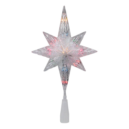 11" Lighted Clear 8 Point Star of Bethlehem Christmas Tree Topper - Multicolor Lights