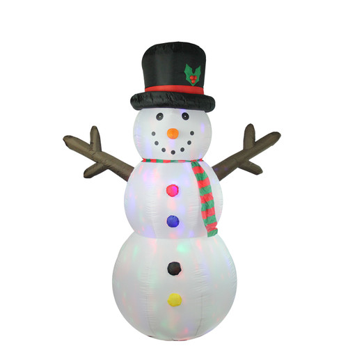 8' White Inflatable Lighted Snowman Christmas Outdoor Decor