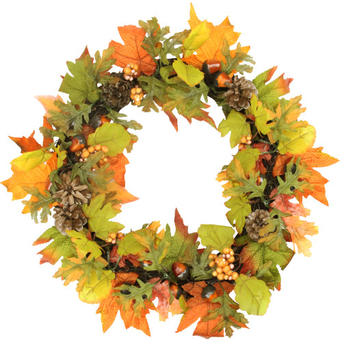 Autumn Harvest Maple Leaf Artificial Thanksgiving Wreath - 20-Inch, Unlit