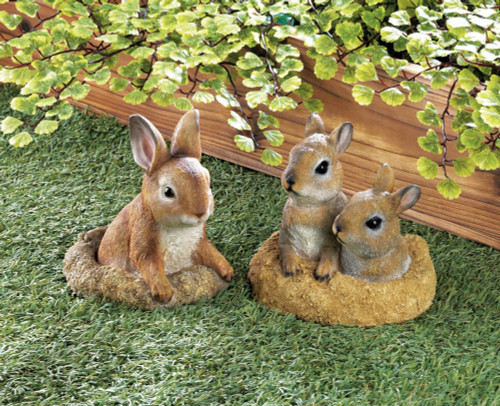 6.25" Brown and White Curious Bunny Outdoor Garden Decor