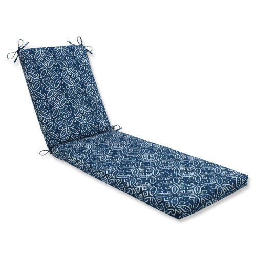 80" Blue and White Contemporary Outdoor Patio Chaise Lounge Cushion