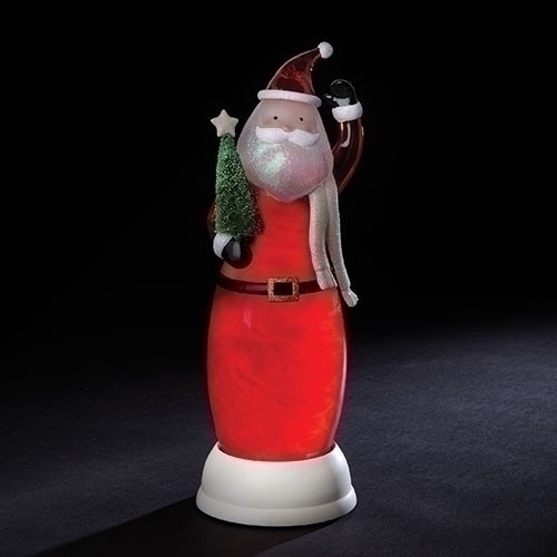13” LED Lighted Pearl Swirl Santa Claus with Christmas tree - Battery Operated