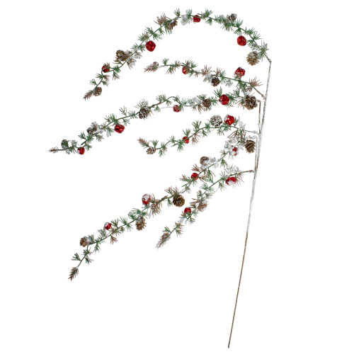 40" Green Frosted Pine Cones and Bells Artificial Christmas Spray