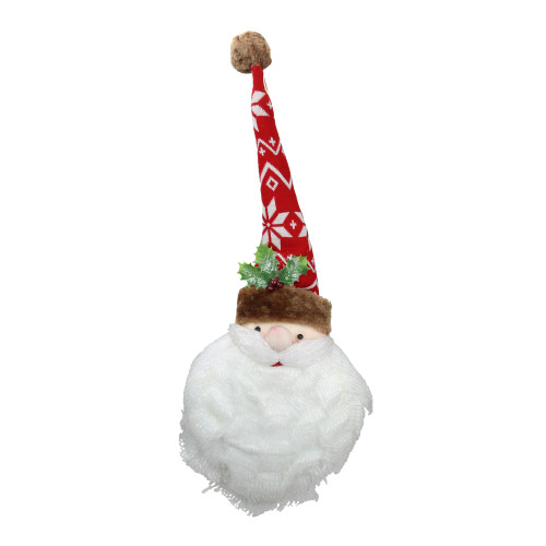 27" Santa Head With A Red and White Snowflake Bendable Long Winter Hat Christmas Wall Decor - 33385786