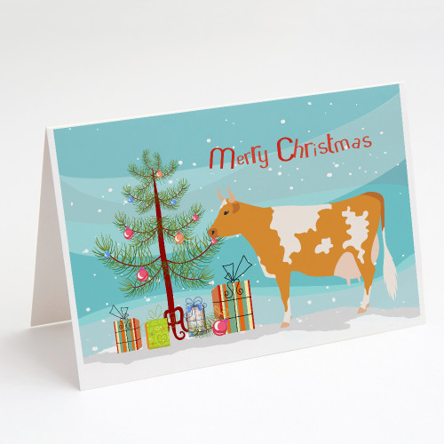 Guernsey Cow Christmas Greeting Cards and Envelopes Pack of 8 A7 Size 5x7 inch Blank Note Cards
