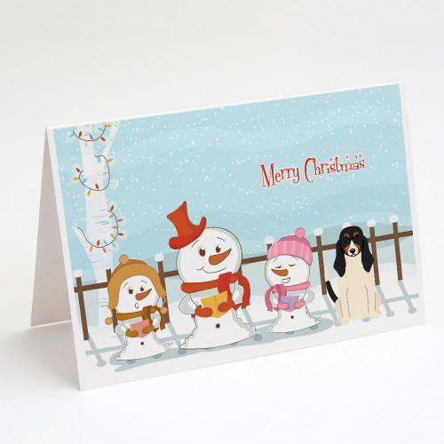 Caroline's Treasures BB2375GCA7P Merry Christmas Carolers Swiss Hound Greeting Cards and Envelopes Pack of 8, 7 x 5, multicolor