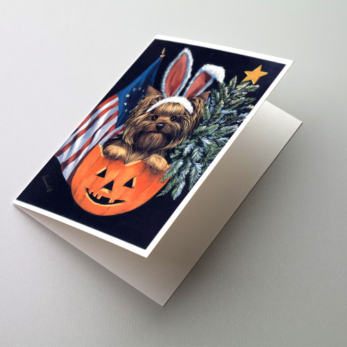 Caroline's Treasures PPP3124GCA7P Yorkie for All Seasons Greeting Cards and Envelopes Pack of 8, 7 x 5, multicolor