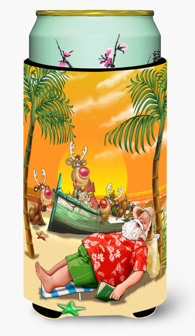 Beach Christmas Santa Claus Napping Tall Boy Beverage Insulator Hugger APH5149TBC