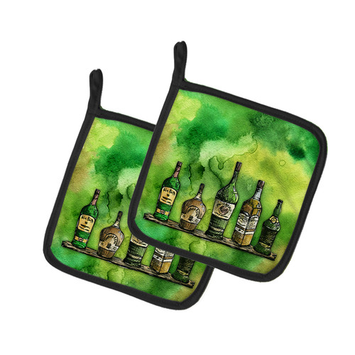 Caroline's Treasures BB5765PTHD Irish Whiskey Bottle Pair of Pot Holders , 7.5HX7.5W, multicolor