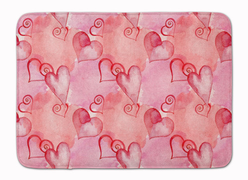 Watercolor Red Hearts Bath Mat Machine Washable  Anti-fatigue Memory Foam Kitchen Rug BB7565RUG