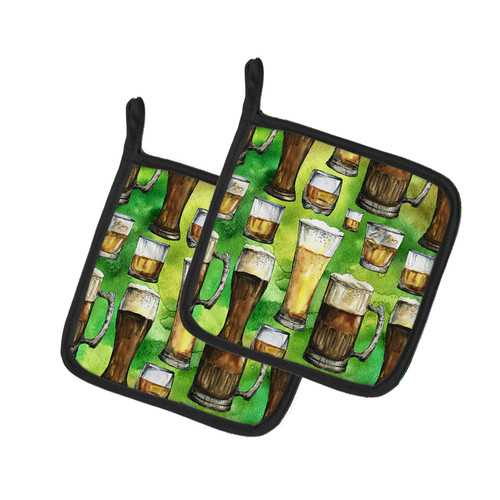 Caroline's Treasures BB5758PTHD Irish Beers Pair of Pot Holders , 7.5HX7.5W, multicolor