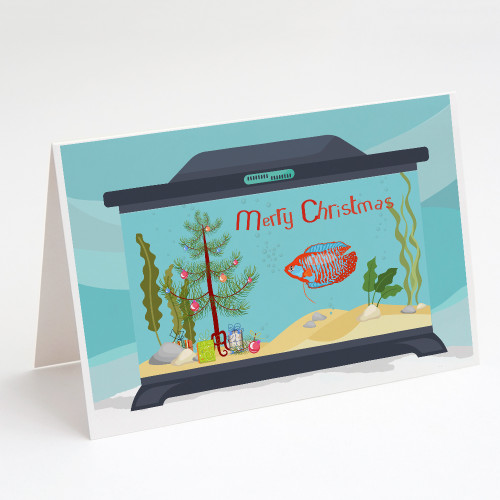 Caroline's Treasures CK4524GCA7P Dwarf Gourami Merry Christmas Greeting Cards and Envelopes Pack of 8, 7 x 5, multicolor