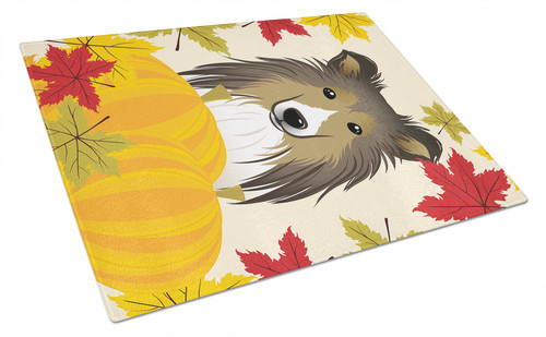 Sheltie Thanksgiving Glass Cutting Board Large BB2048LCB