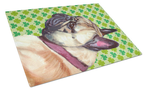 French Bulldog Frenchie St. Patrick's Day Shamrock Glass Cutting Board Large LH9573LCB