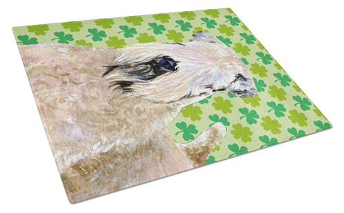 Wheaten Terrier Soft Coated St. Patrick Day Shamrock Glass Cutting Board Large