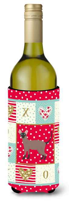 Caroline's Treasures CK5664LITERK Oriental Bicolor Cat Love Wine Bottle Hugger, Wine Bottle, multicolor