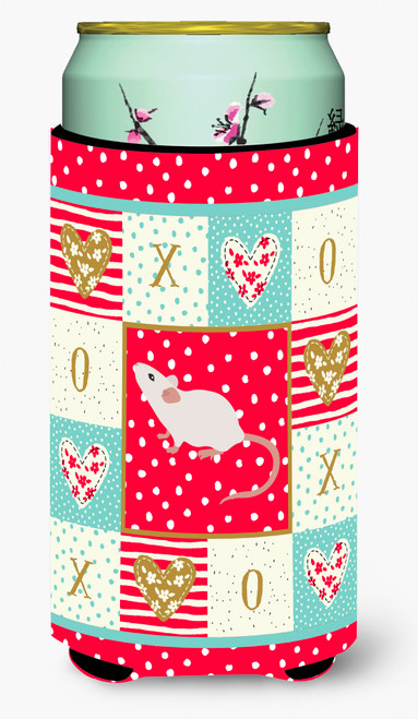 White Domestic Mouse Love Tall Boy Hugger