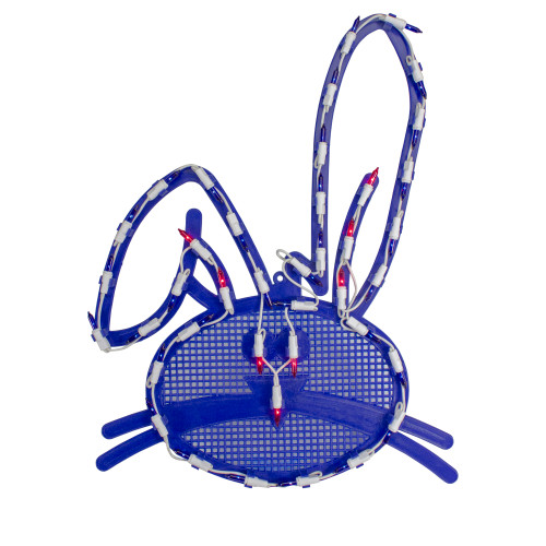 17" Lighted Blue Easter Bunny Head Window Silhouette