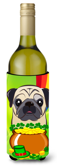 Fawn Pug St. Patrick's Day Wine Bottle beverage Insulator Hugger BB2006LITERK