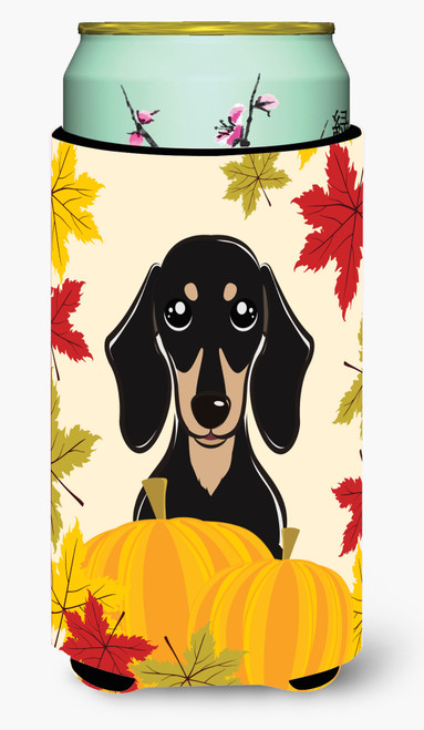 Smooth Black and Tan Dachshund Thanksgiving Tall Boy beverage Insulator Hugger BB2021TBC