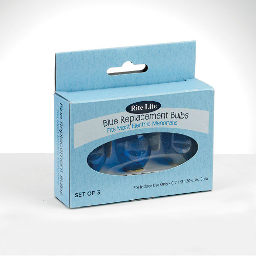 Set of 3 Blue Electric Menorah Hanukkah Replacement C7 Bulbs 2"