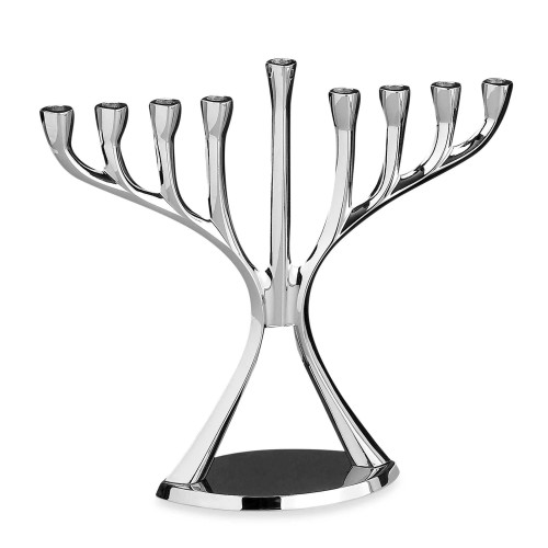 8.75" Silver Shiny Contemporary Hanukkah Menorah