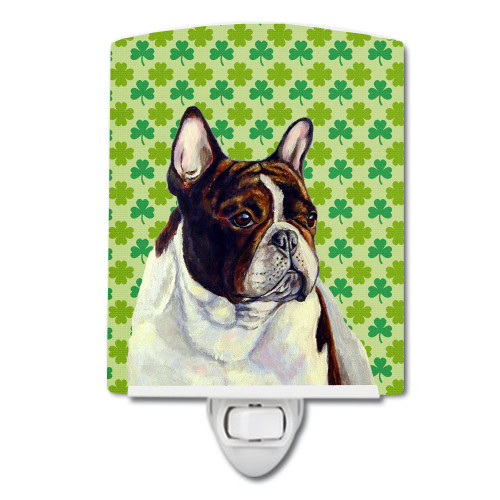 Caroline's Treasures LH9202CNL French Bulldog St. Patrick's Day Shamrock Portrait Ceramic Night Light , 6x4x3", multicolor