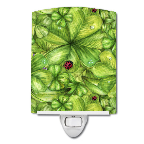 Caroline's Treasures BB5762CNL Shamrocks and Lady bugs Ceramic Night Light , 6x4x3", multicolor