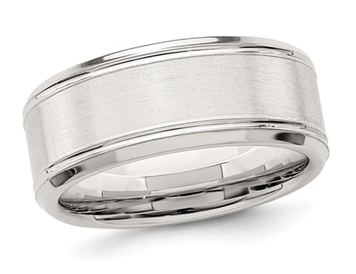 Mens Brushed Sterling Silver Band Ring 6mm - 68QGG00120-8.5
