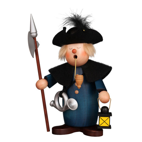 7.75" Brown and Blue Christian Ulbricht Smoker Night Watchman Decoration