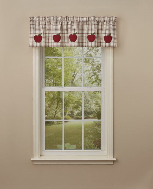Apple Applique Plaid Lined Valance 60'' x 14''