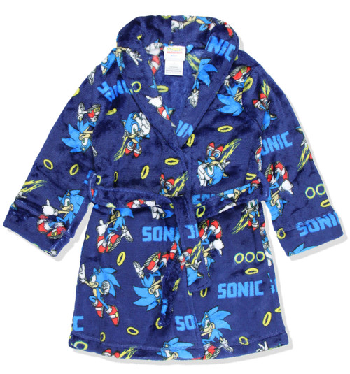 Sonic The Hedgehog Boy's Video Game Plush Fleece Kids Pajama Bathrobe Robe