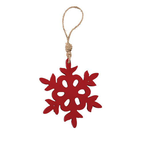 Small Red Carved Snowflake Christmas Xmas Ornament