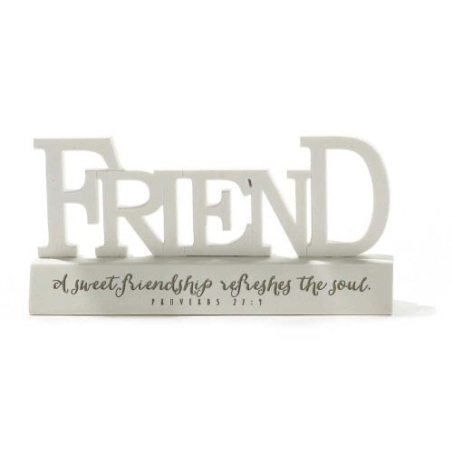 3.5" Ivory "A sweet friendship refreshes the soul" Tabletop Decor