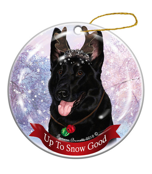 Holiday Pet Gifts Black German Shepherd Dog Porcelain Christmas Ornament