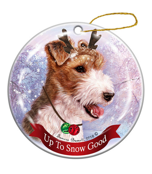 Holiday Pet Gifts Wire Hair Fox Terrier Porcelain Christmas Ornament