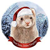 Holiday Pet Gifts Cinnamon Ferret Santa Hat Porcelain Ornament