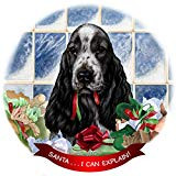 English Cocker Blue Roan Dog Porcelain Ornament Pet Santa I Can Explain!