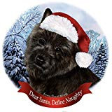 Holiday Pet Gifts Cairn Terrier Black Dog Santa Hat Porcelain Ornament